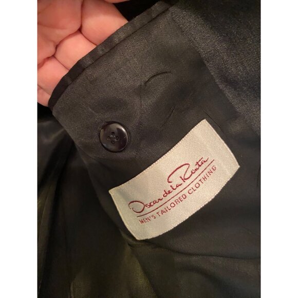 Oscar De La Renta 2 pc Gray Suit Single-Breast Jacket Blazer Pants XL - Picture 8 of 16